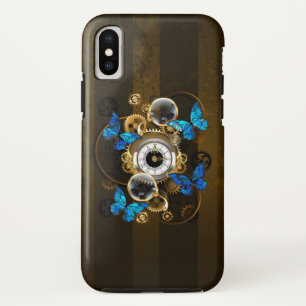 Steampunkgeere und blaue Schmetterlinge Case-Mate iPhone Hülle