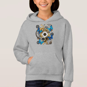 Steampunkgeere und blaue Schmetterlinge Hoodie