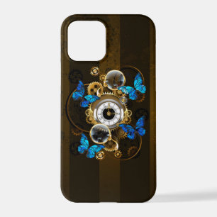 Steampunkgeere und blaue Schmetterlinge iPhone 12 Pro Hülle