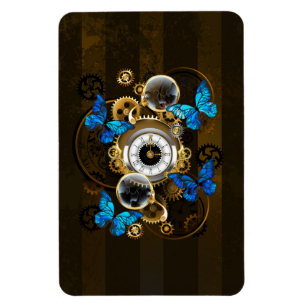 Steampunkgeere und blaue Schmetterlinge Magnet