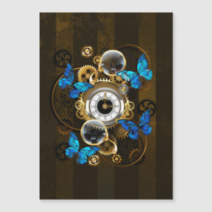 Steampunkgeere und blaue Schmetterlinge Magneteinladung