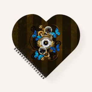 Steampunkgeere und blaue Schmetterlinge Notizbuch