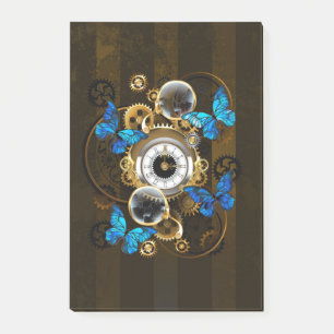 Steampunkgeere und blaue Schmetterlinge Post-it Klebezettel
