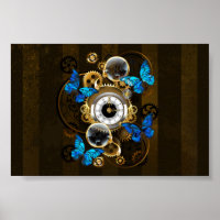 Steampunkgeere und blaue Schmetterlinge