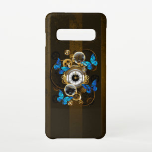 Steampunkgeere und blaue Schmetterlinge Samsung Galaxy S10 Hülle