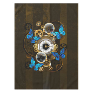 Steampunkgeere und blaue Schmetterlinge Tischdecke
