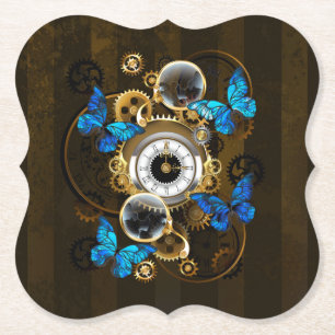 Steampunkgeere und blaue Schmetterlinge Untersetzer