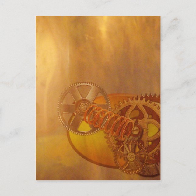 Steampunkgetriebekonstruktion Postkarte (Vorderseite)