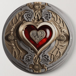 Steampunkherz - Mechanische Liebe Button