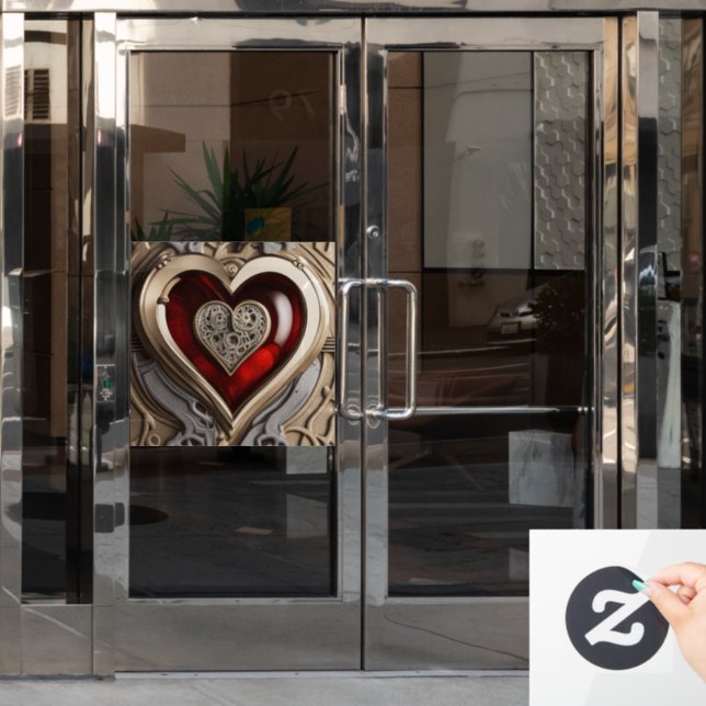 Steampunkherz - Mechanische Liebe Fensteraufkleber (Büro Tür)