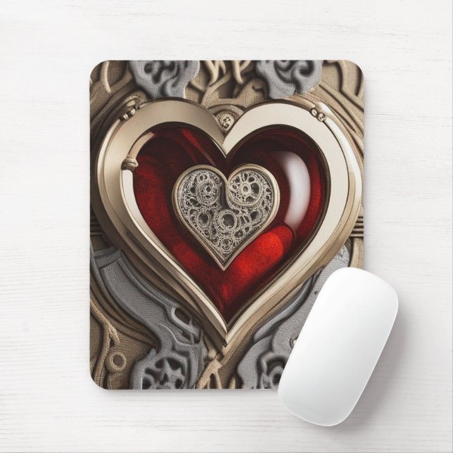 Steampunkherz - Mechanische Liebe Mousepad (Mit Mouse)