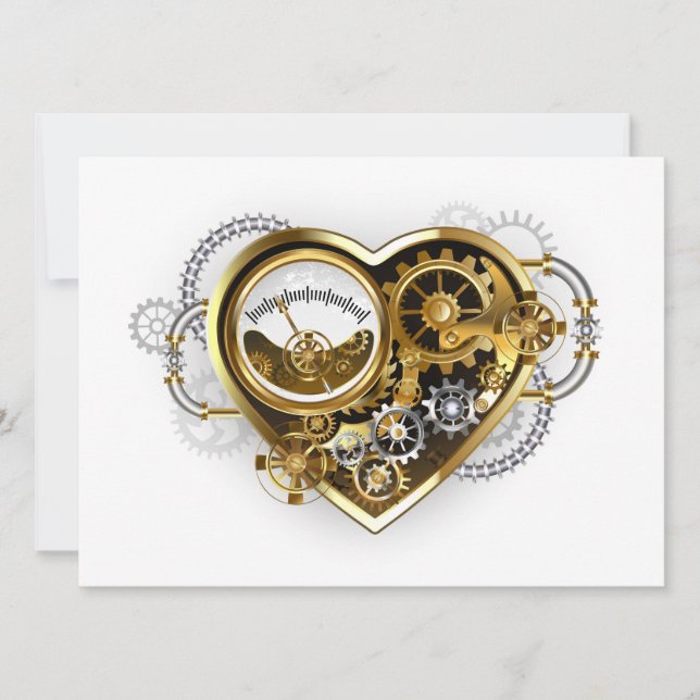 Steampunkherz mit Manometer (Vorderseite)