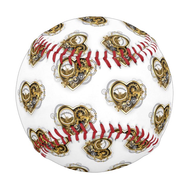 Steampunkherz mit Manometer Baseball (Vorderseite)