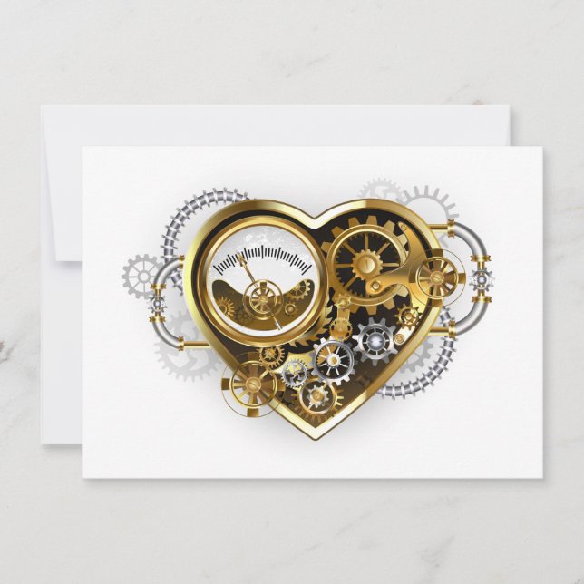 Steampunkherz mit Manometer Dankeskarte (Vorderseite)
