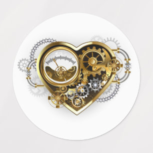 Steampunkherz mit Manometer Etiketten