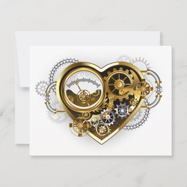 Steampunkherz mit Manometer Feiertagskarte (Vorderseite)