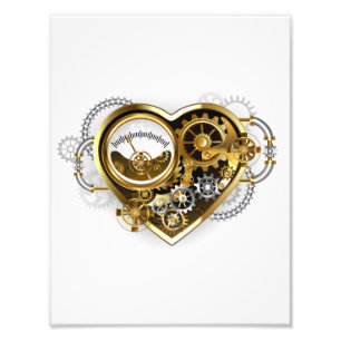 Steampunkherz mit Manometer Fotodruck