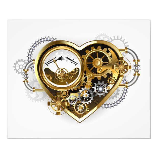 Steampunkherz mit Manometer Fotodruck (Vorne)