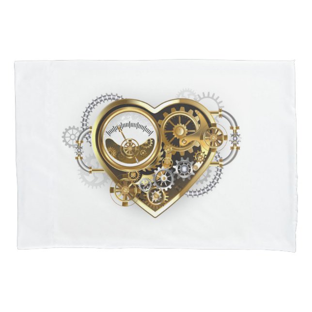 Steampunkherz mit Manometer Kissenbezug (Vorderseite-Links)