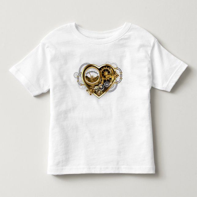 Steampunkherz mit Manometer Kleinkind T-shirt (Vorderseite)