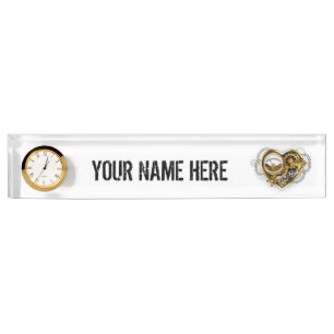 Steampunkherz mit Manometer Namensplakette