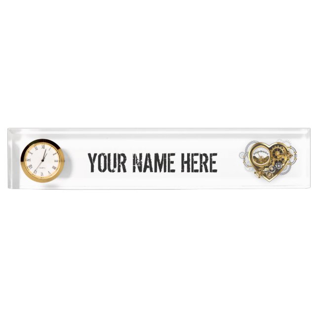 Steampunkherz mit Manometer Namensplakette (Vorderseite)
