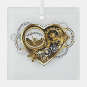 Steampunkherz mit Manometer Ornament Aus Glas