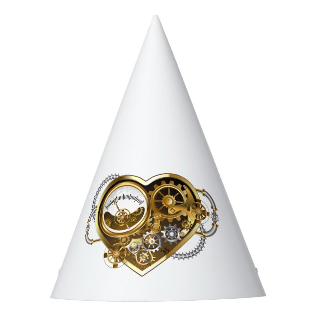 Steampunkherz mit Manometer Partyhütchen (Vorderseite)