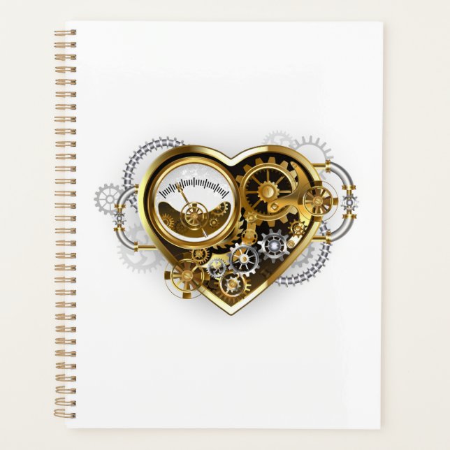 Steampunkherz mit Manometer Planer (Vorderseite)