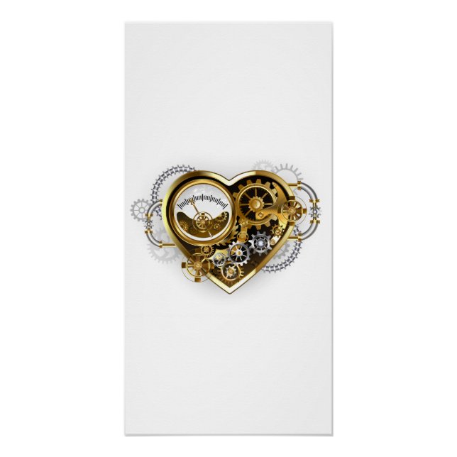 Steampunkherz mit Manometer Poster (Vorderseite)