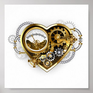 Steampunkherz mit Manometer Poster