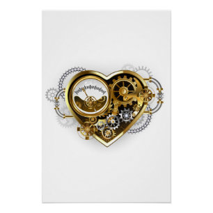 Steampunkherz mit Manometer Poster