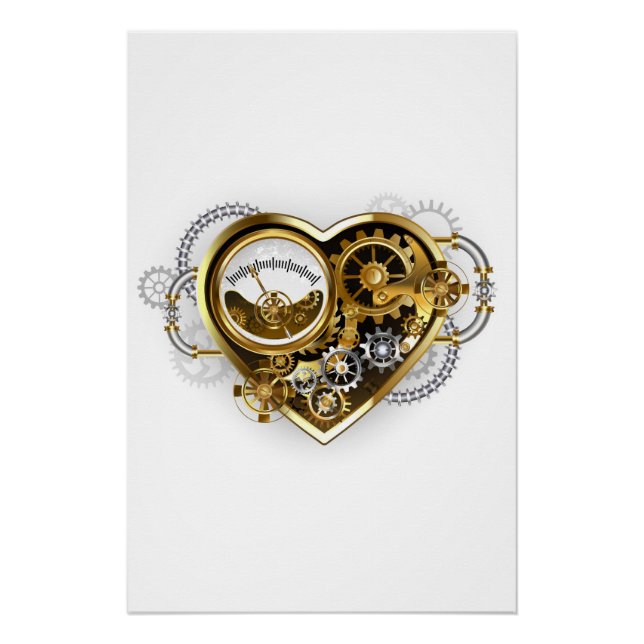 Steampunkherz mit Manometer Poster (Vorderseite)