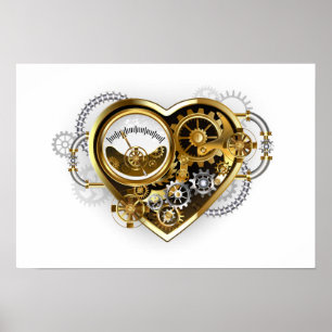 Steampunkherz mit Manometer Poster