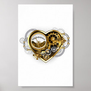 Steampunkherz mit Manometer Poster