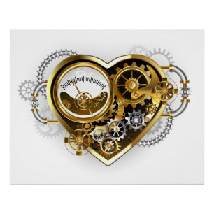 Steampunkherz mit Manometer Poster