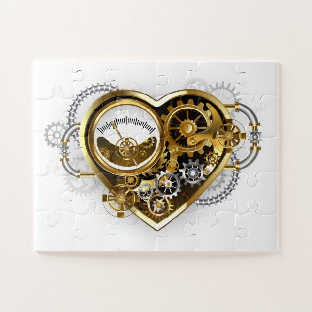 Steampunkherz mit Manometer Puzzle (Horizontal)