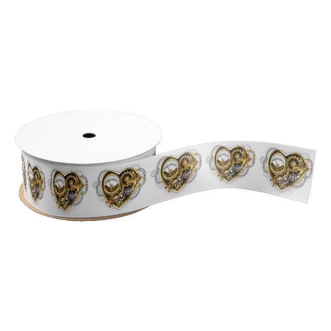 Steampunkherz mit Manometer Ripsband (Spule)