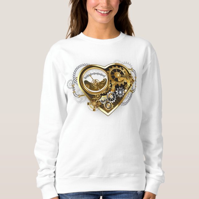 Steampunkherz mit Manometer Sweatshirt (Vorderseite)