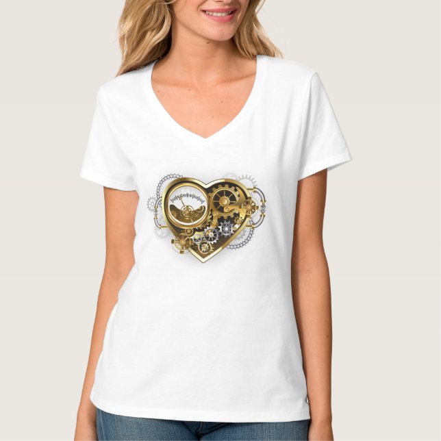 Steampunkherz mit Manometer T-Shirt (Vorderseite)
