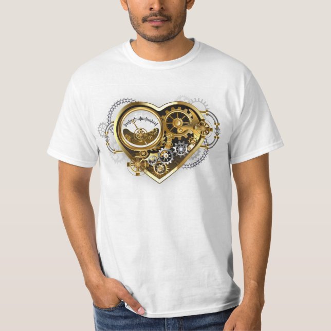 Steampunkherz mit Manometer T-Shirt (Vorderseite)