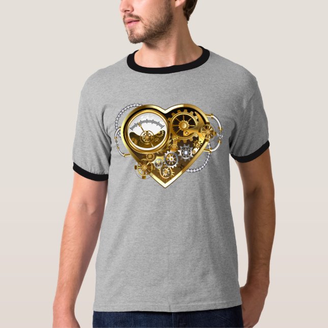 Steampunkherz mit Manometer T-Shirt (Vorderseite)