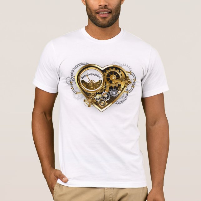 Steampunkherz mit Manometer T-Shirt (Vorderseite)