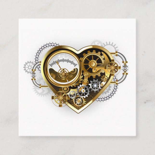 Steampunkherz mit Manometer Treuekarte (Vorderseite)