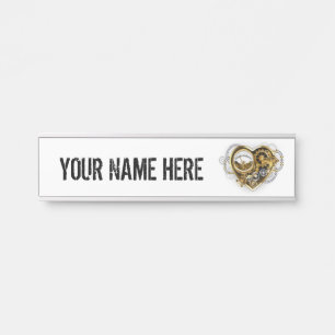 Steampunkherz mit Manometer Türschild