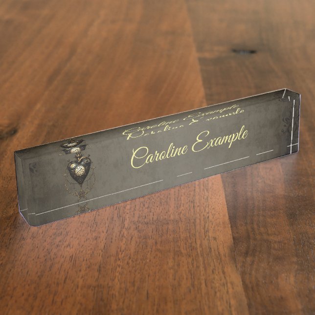 Steampunkherz Namensplakette (Seite)