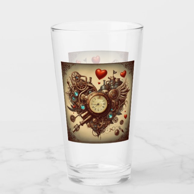 Steampunkherz/Valentinstag Glas (Vorderseite)