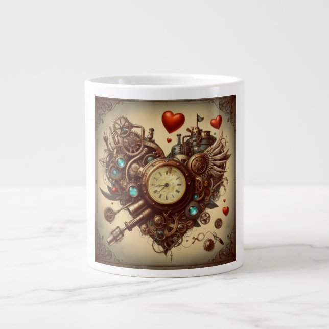 Steampunkherz/Valentinstag Jumbo-Tasse (Vorderseite)