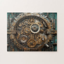 Steampunkinneres Arbeiten mit großer Uhr Puzzle