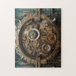 Steampunkinneres Arbeiten mit großer Uhr Puzzle